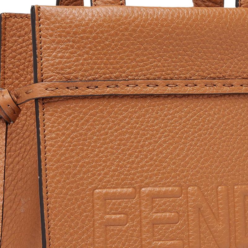 Fendi Go To Brand Letter Embossed Adjustable Detachable Shoulder Strap Calfskin Mini Crossbody Handbag Men Handbag Brown 7VA584-AMAC-F0CGB