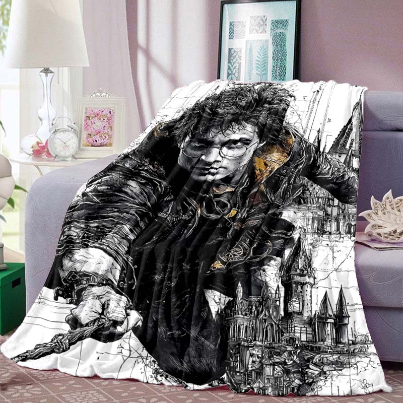 Harry Potter Print Blanket Warm Comfortable Flannel Blanket for Bedrooms, Sofas, Beds, Chairs, Picnics, Travel -LXR31