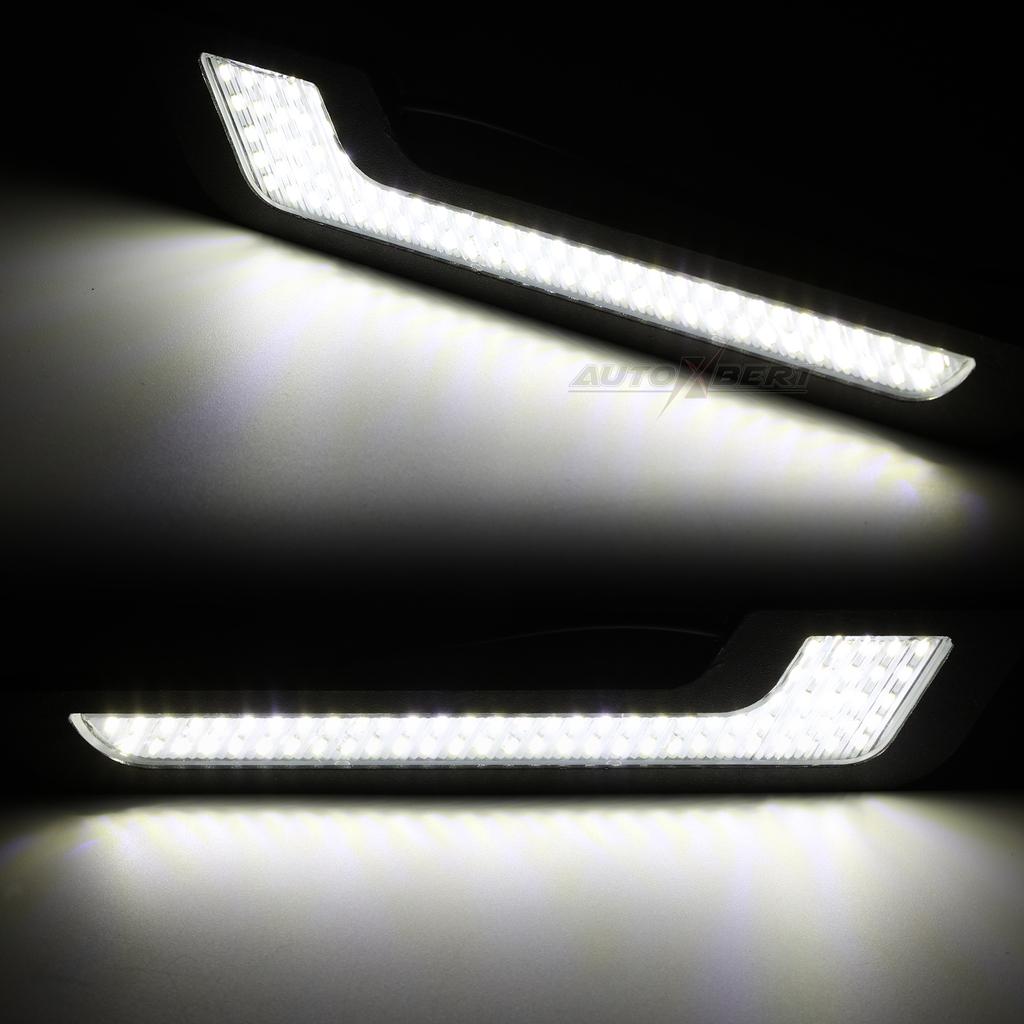 2x LR 72 LED White 12V Car Universal Decorative Light Bar DRL Strip Bright Daytime Running Light Front Bumper Fog Driving Lamp