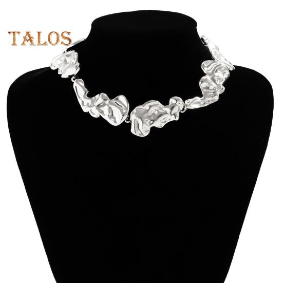 Женское ожерелье неправильной жидкой формы с гальваническим покрытием сплошного цвета в стиле панк из нержавеющей стали, украшения для шеи, вечерние украшения, ожерелье на ключицу, колье-колье