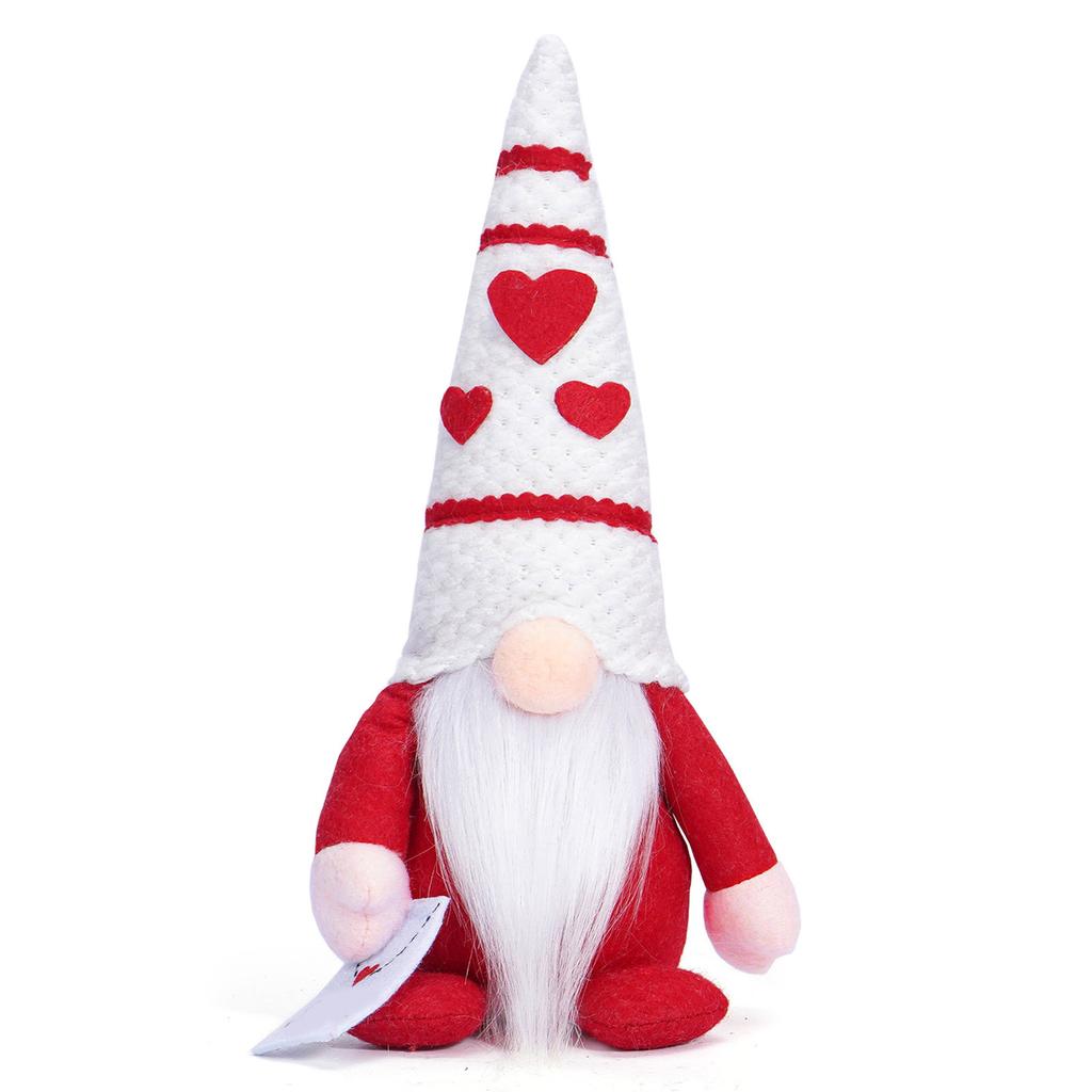 Heart Hat Gnomes Plush Dolls Valentines Day Scandinavian Tomtes Elf Figurine Toy Decoration for Bedroom or Office Desk