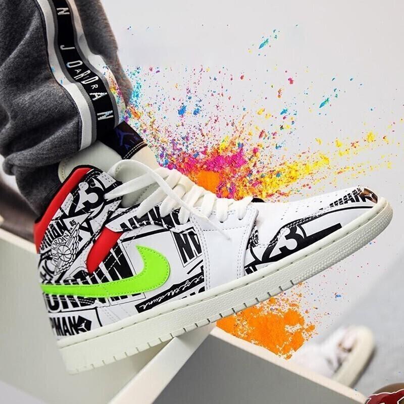 Jordan 1 Mid GS Полностью с логотипами 554725-143
