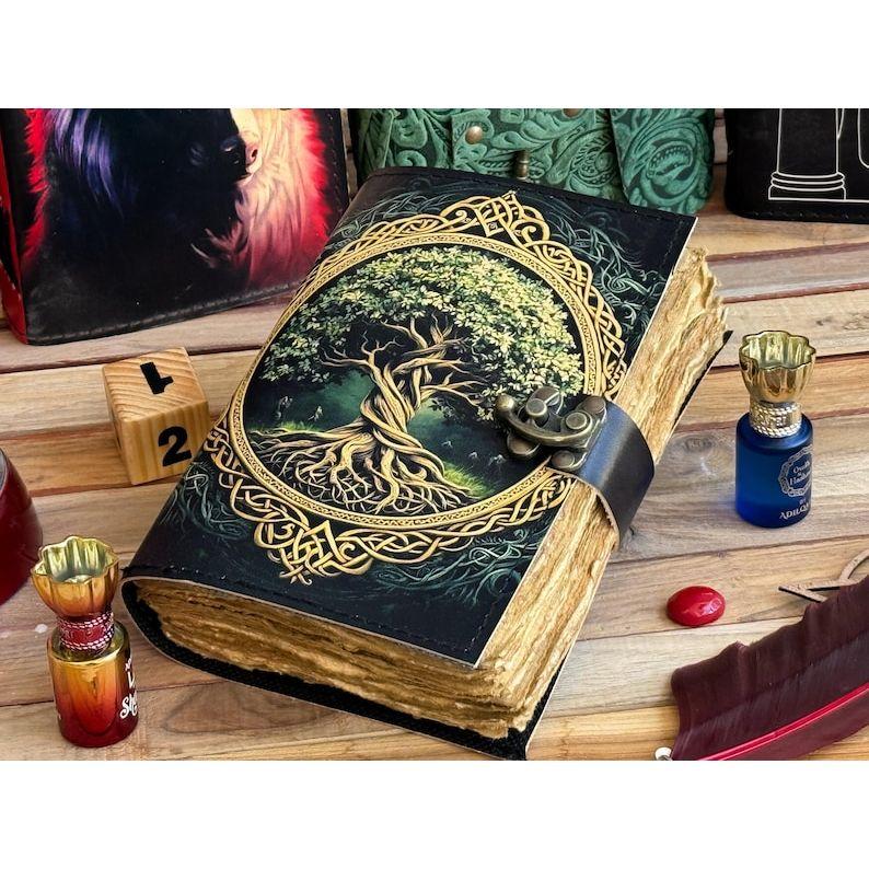 Журнал из кожи Древо жизни - Блокноты из натуральной кожи для женщин - Красивый журнал Для зарисовок Книга для путешествий Пустая книга для заклинаний