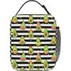 Cute Avocado Lunch Bag Black and White Stripes Thermal Lunch Box Insulated Meal Bag Food Container for School Work Picnic Travel