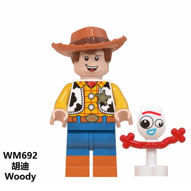 L-E-G-Oing Toy Story 4 Minifigure Lightyear Woody Jessie Alien Ducky Bo Peep Building Blocks Toys For Children Gifts