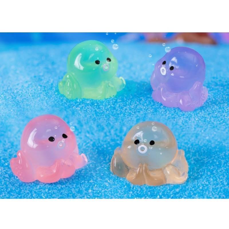 Красочное светящееся мини-украшение в виде осьминога из смолы для аквариума и террариумов