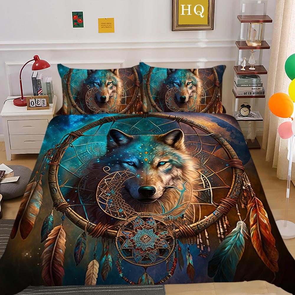 Домашнее постельное белье с принтом волка, комплект постельного белья из микрофибры королевского размера, мужской мягкий домашний текстиль высокого качества
