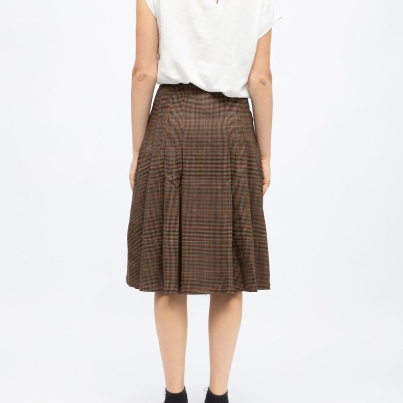 Brown Midi Skirt Prince of Wales Pattern Jeanne Woman LA PETITE ETOILE