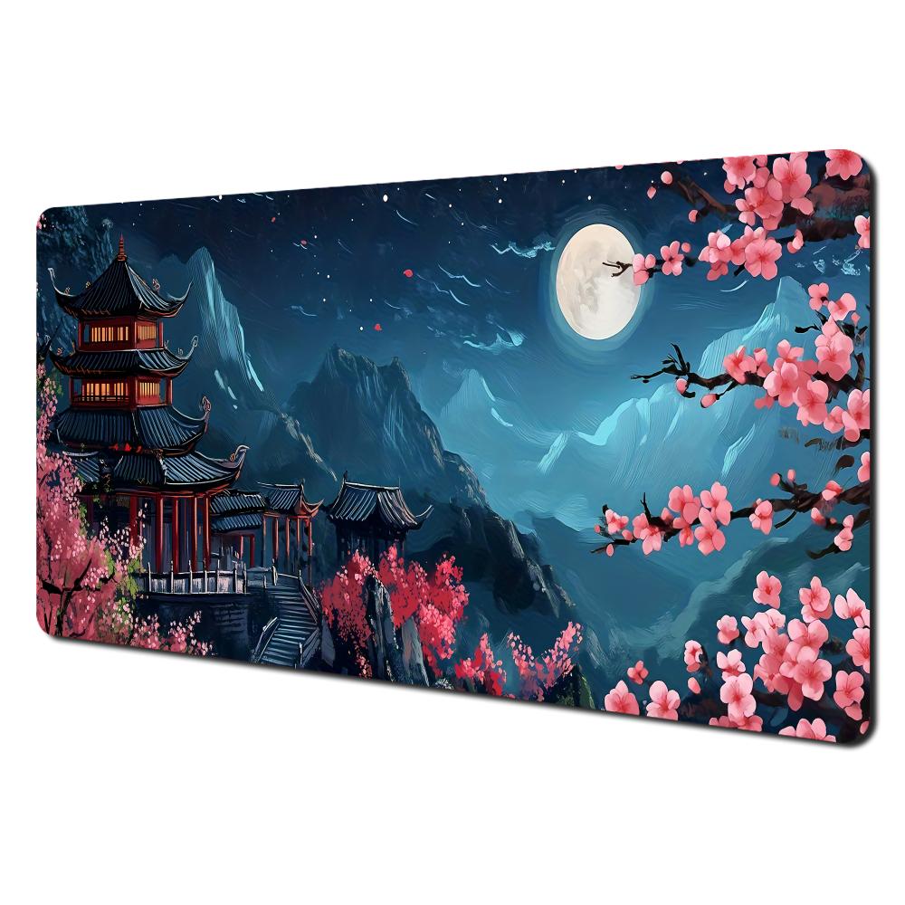 Romantic cherry blossom theme Mouse Pad Desk mat with stitched edges Natural rubber base pc accessories Game mat Decorative pad