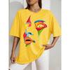 Painted Lady Face Personality Design Print T Shirt Female Street Comfortable T-Shirt