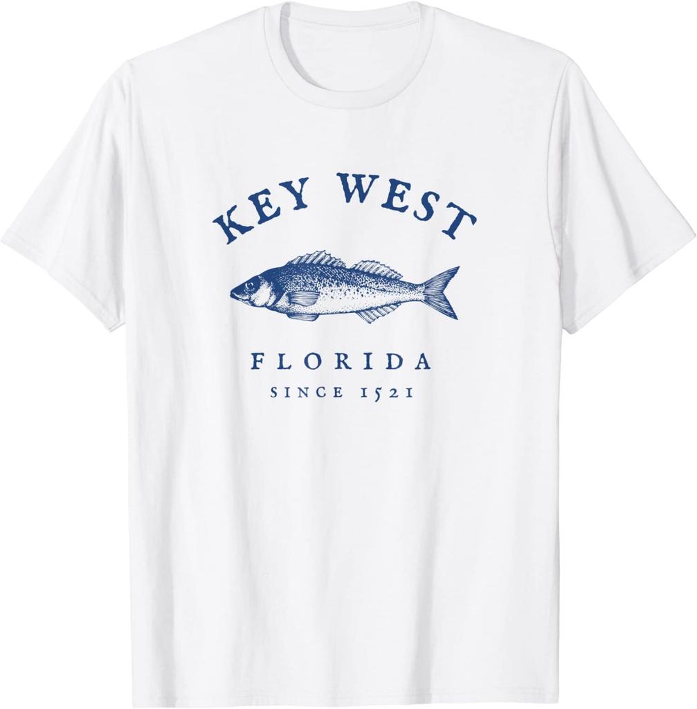 New Limited Key West Florida Vintage Fishing T-Shirt