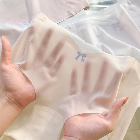 Ultra-Thin Seamless Ice Silk Panties for Women Mid Waisted Soft Stretchy Underwear Breathable Invisible Briefs