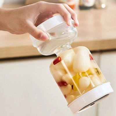 Прозрачная банка для маринованных огурцов, герметичная, герметичная, для кимчи, резервуар для сухого и влажного разделения, дизайн песочных часов с вилкой, контейнер для маринованных оливок и огурцов для домашней кухни