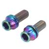 RISK 2Pcs Titanium Alloy Bike Water Bottle Cage Bolts M5x12mm Bicycle Water Bottle Cage Screws with