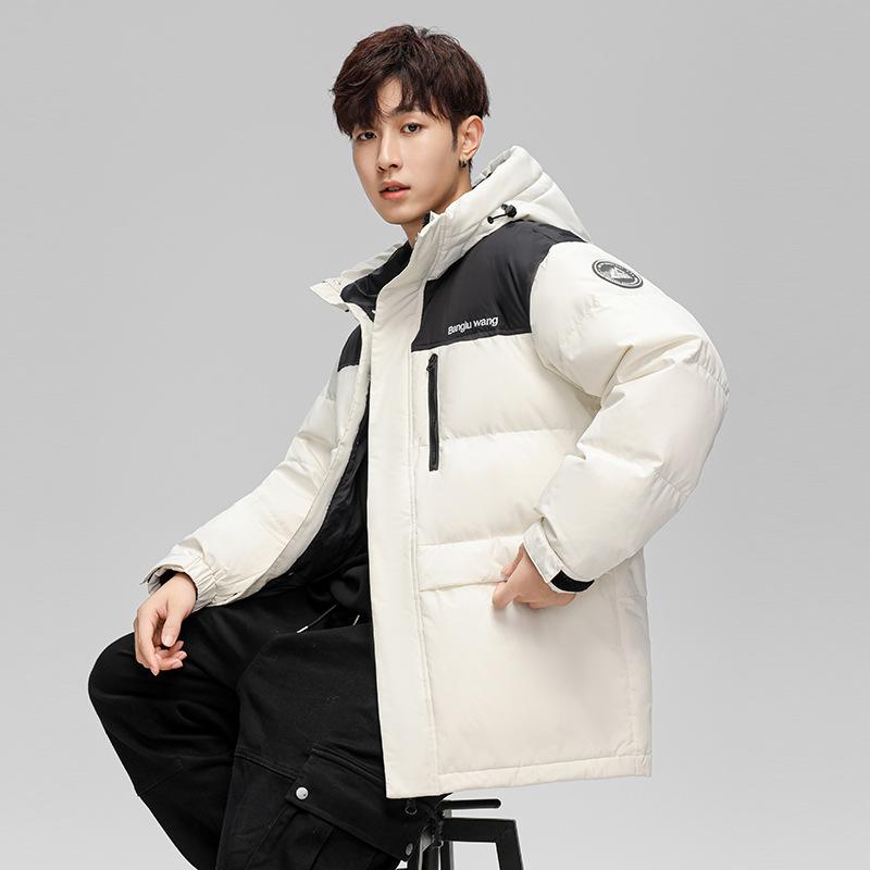 Зимняя короткая куртка-пуховик для мужчин и женщин, для пар, утолщенная, с капюшоном, свободная, молодежная, теплая, 90% белая куртка-пуховик