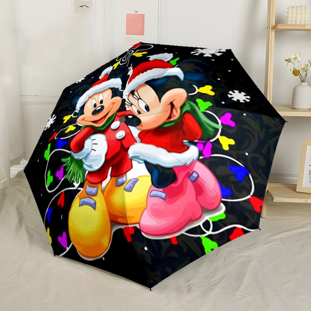 Mickey Mouse Compact Travel Automatic Umbrella Sturdy 8-Rib Shaft Foldable Design All-Season Umbrella for Travel Fashion Lovers