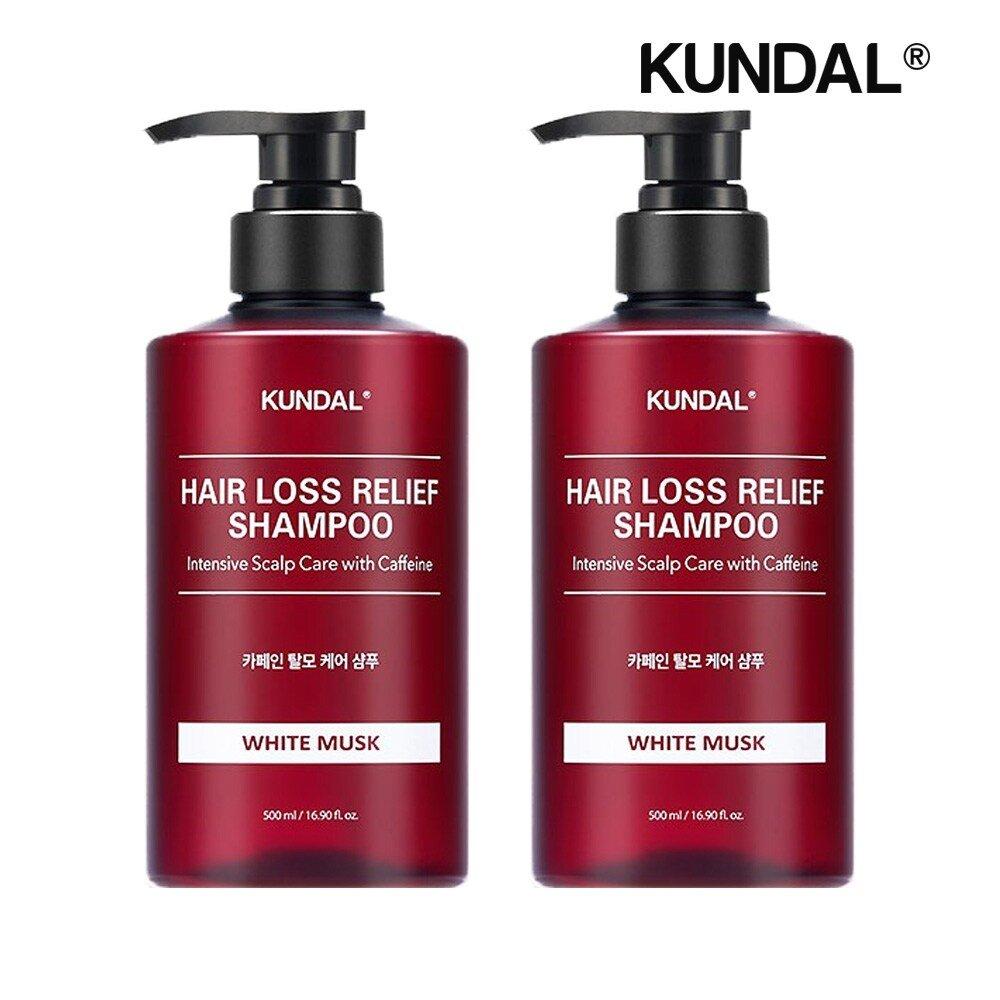 KUNDAL Кофеиновый шампунь против выпадения волос Белый мускус 500 мл x2