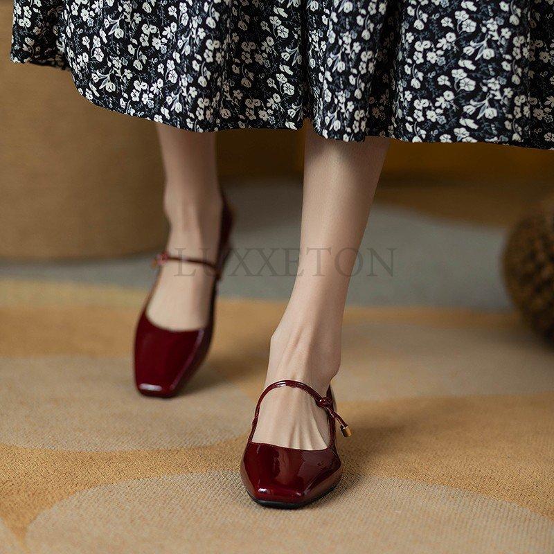Women's Mary Janes Shoes New High Quality Pumps Low Heel Dress Shoes Square Toe Shallow Buckle Strap Women's Shoes