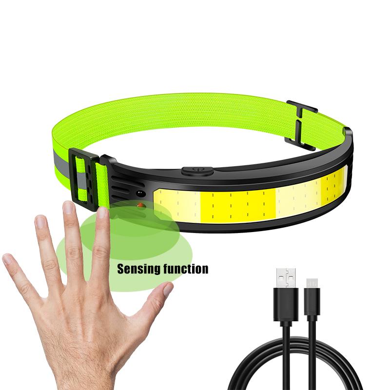 Датчик Мощный светодиодный налобный фонарь COB Фара Водонепроницаемая USB перезаряжаемая налобная лампа Встроенный аккумулятор фонарик Рабочий свет