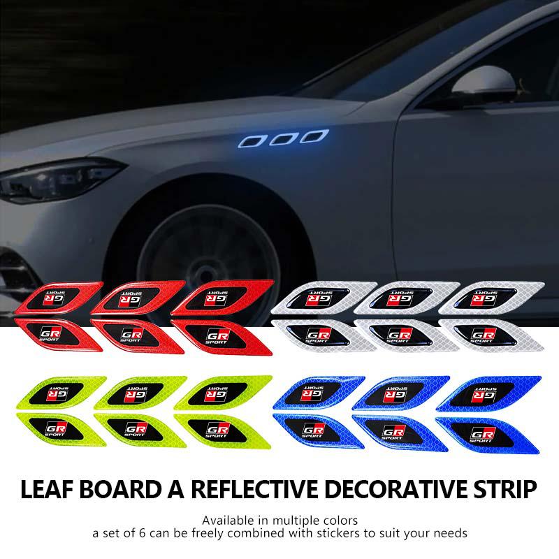 For S6 Car Reflective Badge Auto Side Body Fender Safety Warning Sticker GRsport Hilux Aygo Yaris Corolla Rav4 CHR Auris JH6