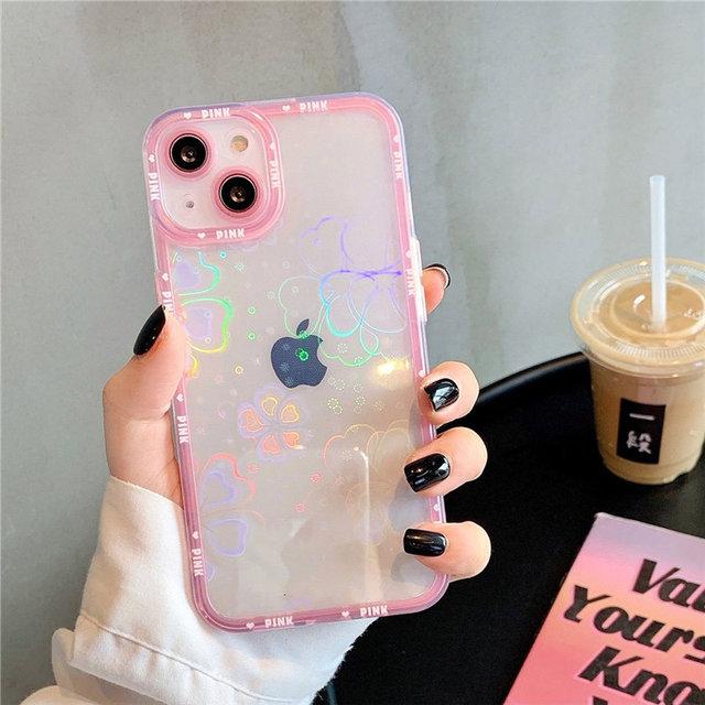 Голографический лазерный чехол для телефона с цветком и сердечком для Iphone 13 Pro Max 12 11 Xr Xs Max X 7 8 Plus 13, противоударный мягкий прозрачный чехол