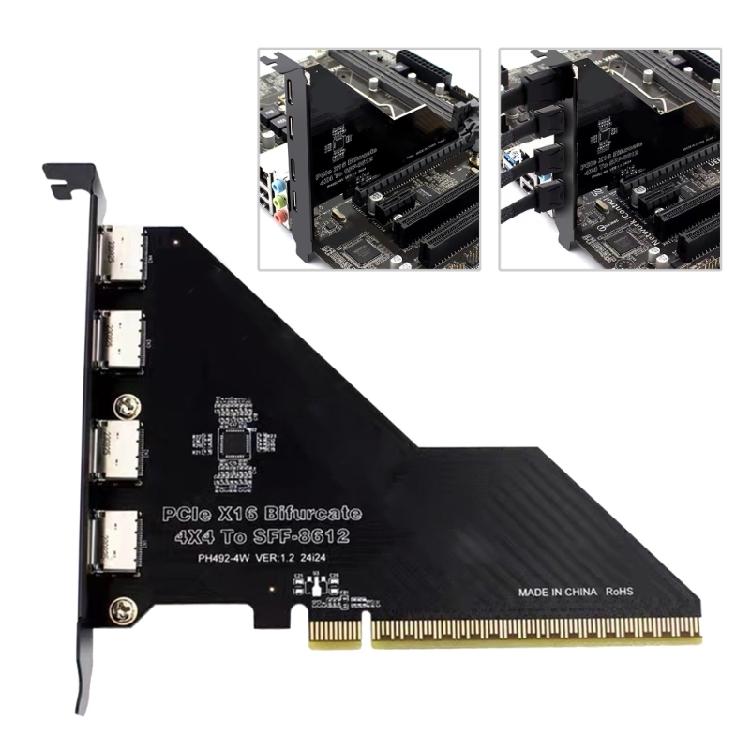 Настольная PCIe X16 на 4 порта PCIEX4X4X4X4 Разветвитель Внешняя SFF8612 Карта Расширения 256 Гбит/с для Видеомонтажеров и Игроков