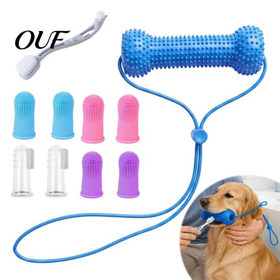 Pet Breath Freshener Toys Silicone Dog Dental Chew Toy, Easy Teeth Oral Care Brushing Aid, Rear Molar Cleaning Anti-bacterial Texture Mouth Opener for