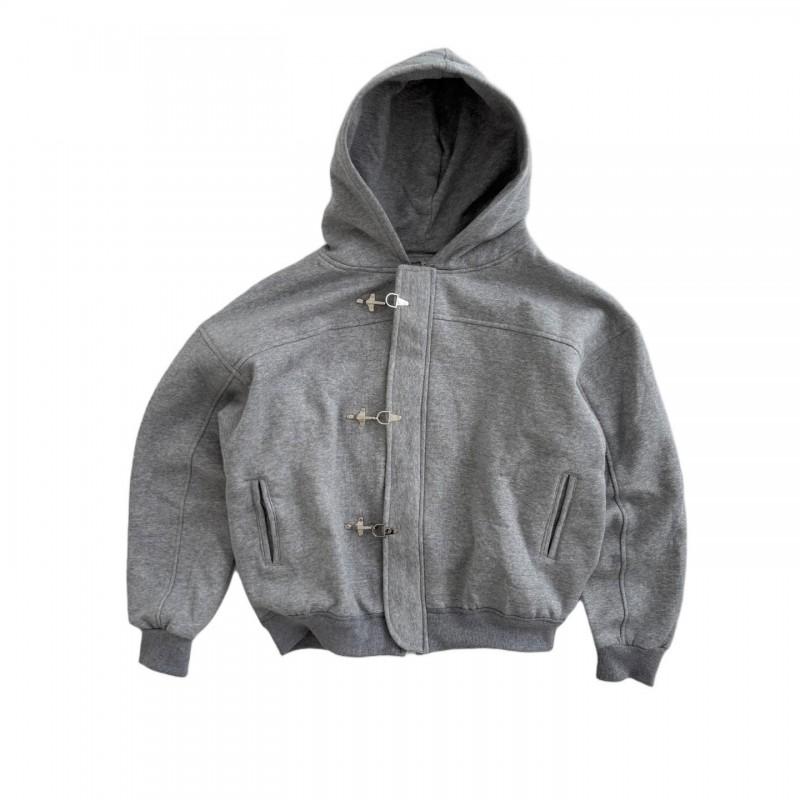 Unisex Oversized Hooded Zip-Up Sweatshirt With Embroidered Letter Design Streetwear Casual Long Sleeve Pullover