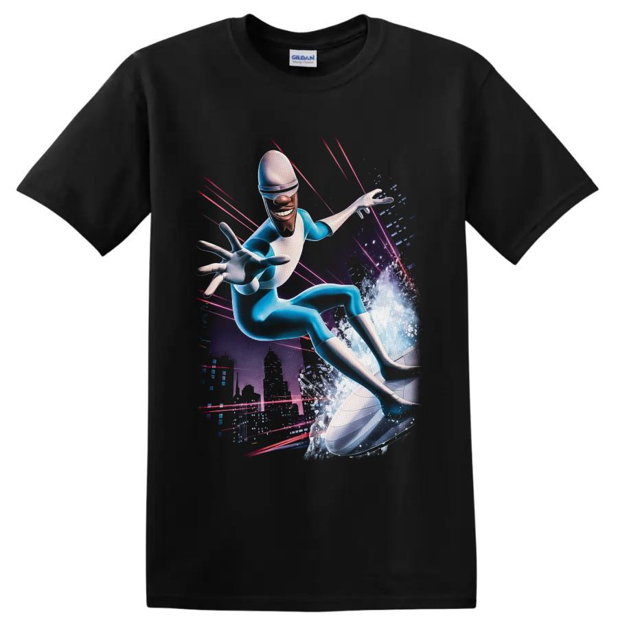 Frozone T Shirt Ice Hero Surfing Wave Neon Action Movie Fan Graphic Tee Gift