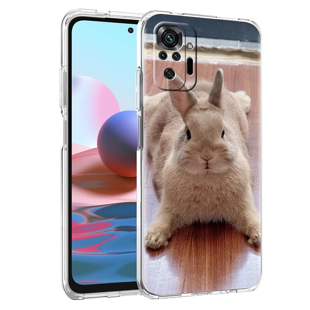 Cute White Baby Rabbits Phone Case For Xiaomi Redmi Note 14 13 12 5G 9S 9 10 11 Pro Plus 4G 9T 14C 13C 12C 10C 9C 9A Clear Cover
