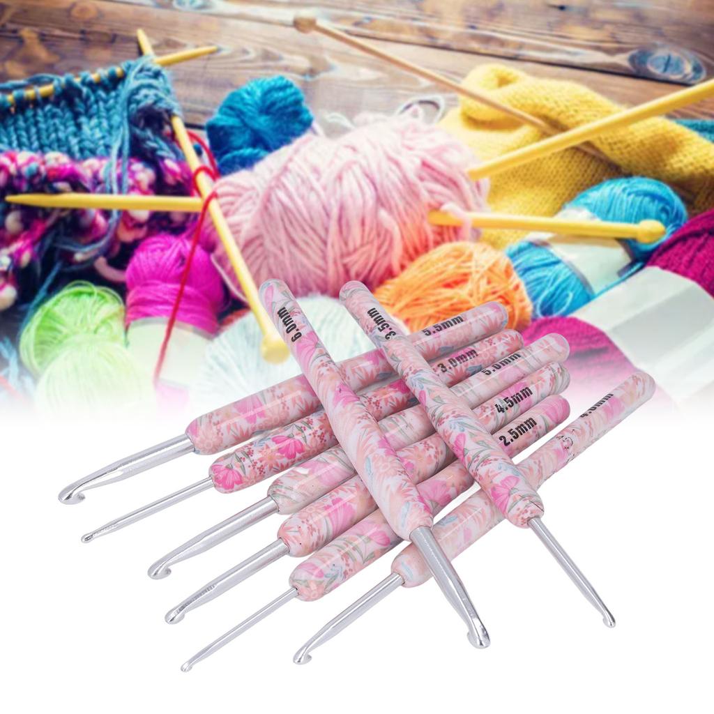 8pcs Crochet Hook Set Printing Aluminum Handcraft Colorful Crochet Hook Ergonomic Knitting Hook for Knitters for Sewing