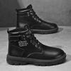 Fashion Autumn Men's New High Top Men's Trendy Versatile Thick Soled Workwear Casual Black Short Boots