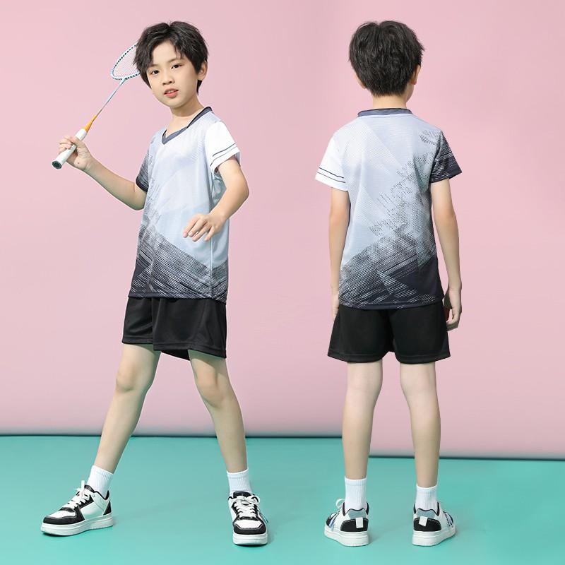 Kids Badminton Uniform Set Quick Dry Training Shirt Shorts Boys Girls Team Sports