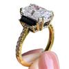 Luxury New Fashionable Gold Inlaid Zircon Ring Creative Square Diamond Women's Jewelry Simple Engagement