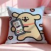 Character LLine Puppy Cushion Cover Breathable Linen Pillowcase Summer Odorless EcoFriendly Invisible Zipper Washable
