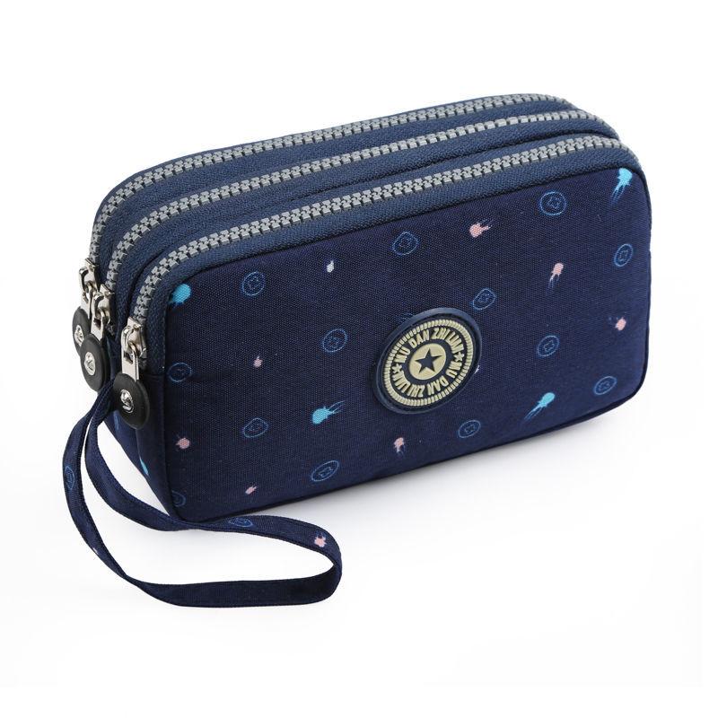 2023 Waterproof Women's Three-layer Zipper Coin Wallet Cosmetic Bag Canvas Women Purse Clutch Women's Purse Best Phone Wallet