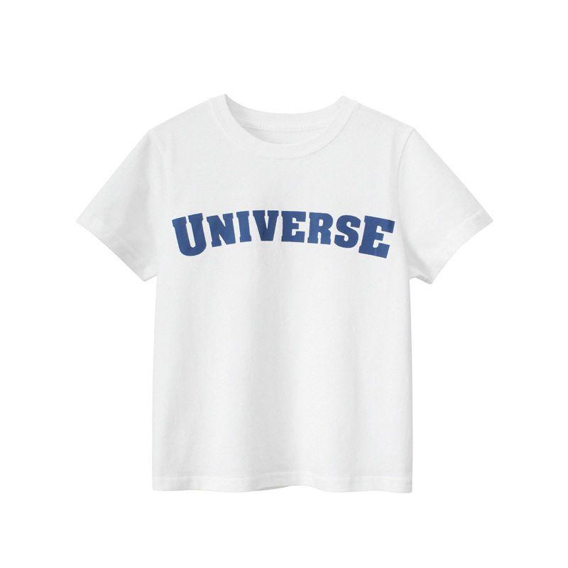 Brand Foreign Trade 2026 Summer New Style Big Kids' Tops with Letter Print, Children's Loose Cotton Round Neck Short-Sleeve T-Shirt