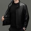 Yiliteng Men's Stand-Collar Leather Business Casual Jacket