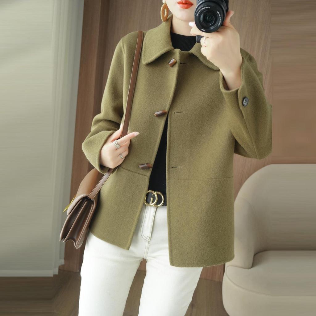 West 25 Новое маленькое двустороннее шерстяное пальто - Женская свободная верхняя одежда с лацканами на осень/зиму