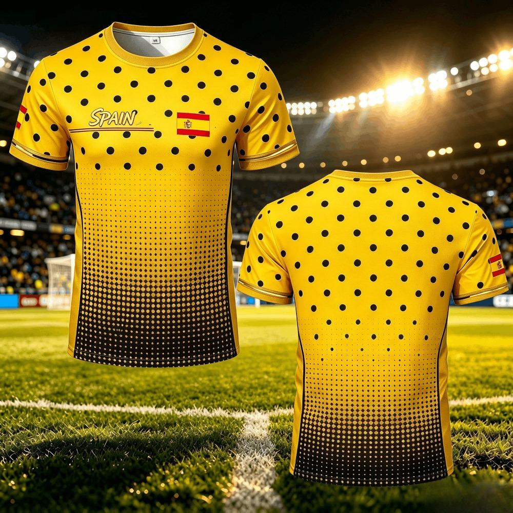 Summer Spain Flag Graphic Jersey Fashion Quick-drying Football T-shirt Men Women Sports Training Casual Breathable Kids T-shirts