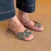 Fashion 2025 Summer Elegant Fashion Slippers Flower Designed Buckle Single Shoes for Women Height Increasing French Style Sweet Sandals