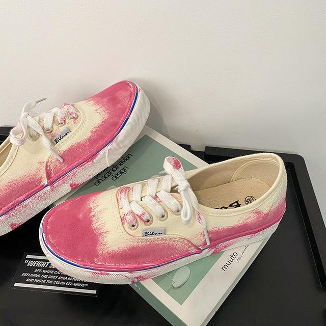 Летние разноцветные японские туфли с граффити в стиле ретро, ​​масляной краской, чернилами, парусиновые туфли, студентки, универсальные кроссовки