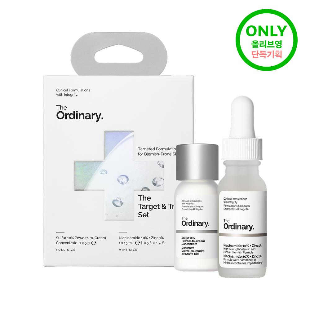 The Ordinary Target   Treat Set  Niacinamide Serum 15ml + Sulphur 10  Powder To Cream Concentrate 5g 