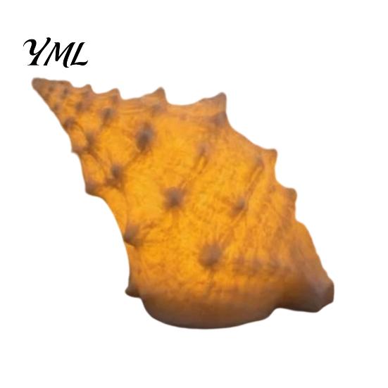 Safe Midnight Navigation Conch Shell Night Light, Resin LED Lamp with Auto Timer, Beach House Decor Theme Decorative Lighting for Coastal Bedroom