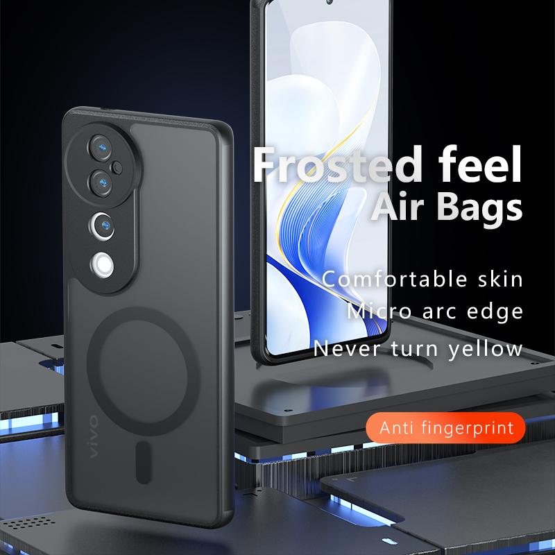 Для Vivo S19 V40 Pro Чехол Матовый Magsafe Противоударный Встроенный Угол с Подушкой Безопасности Нежелтеющий Материал Мягкая Обложка