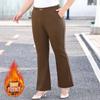 Большие размеры Женские повседневные брюки Плюс Флисовые брюки-клеш с высокой талией Fat Mother Теплые укороченные брюки для женщин
