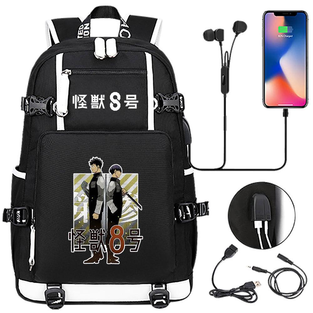 Kaiju 8 Printed USB Port Teen Student Backpack Casual Large Capacity Travel Daypack