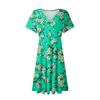 Женское летнее платье свободного покроя для пляжного отдыха с глубоким V-образным вырезом и коротким рукавом, элегантное платье