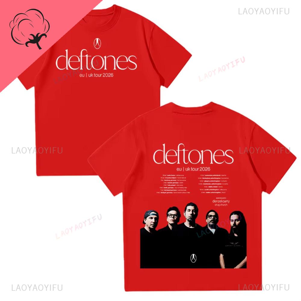 Deftones Eu Uk Tour 2026 Rock Band Graphic Unisex Tshirt Alternative Metal Streetwear Oversized Vintage Apparel