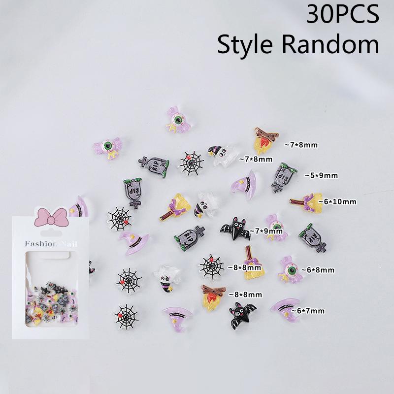 30 шт. Хэллоуин мультфильм аксессуары для ногтей милые маленькие привидения призрачные глаза летучая мышь Diy смола маникюр ювелирные украшения
